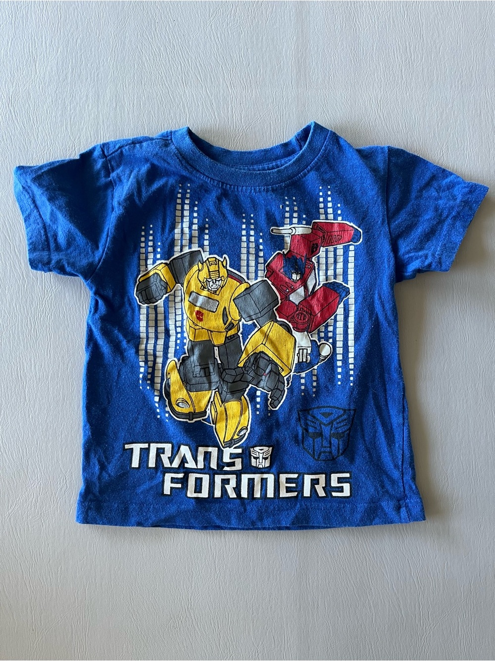 Hasbro Blue Transformers Short Sleeve Tee with Yellow & Red Characters